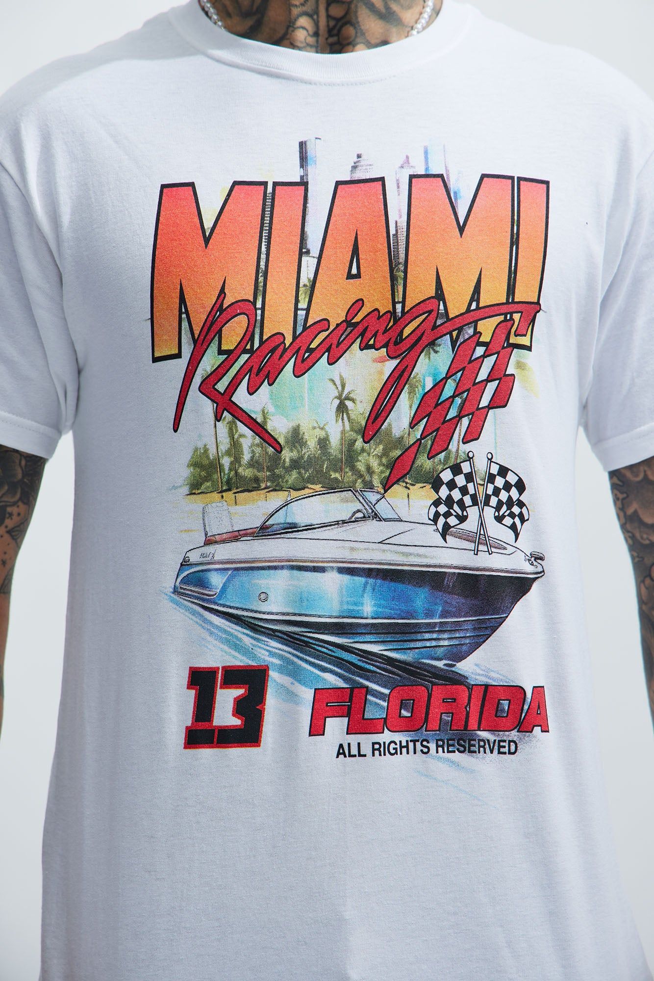 Miami Racing Short Sleeve Tee - White sold by Fashion Nova product image thumbnail 3