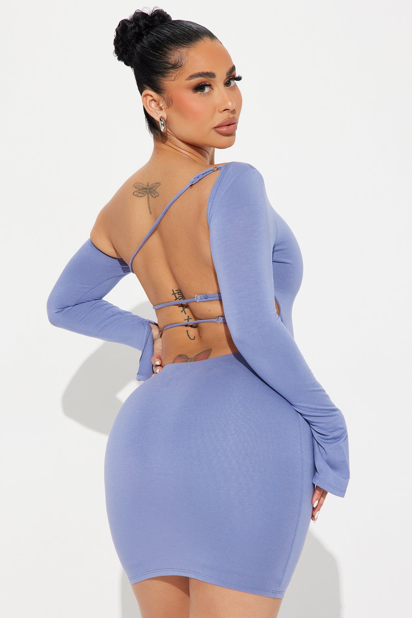 Kiana Smooth Double Lined Mini Dress - Dusty Blue sold by Fashion Nova product image thumbnail 3