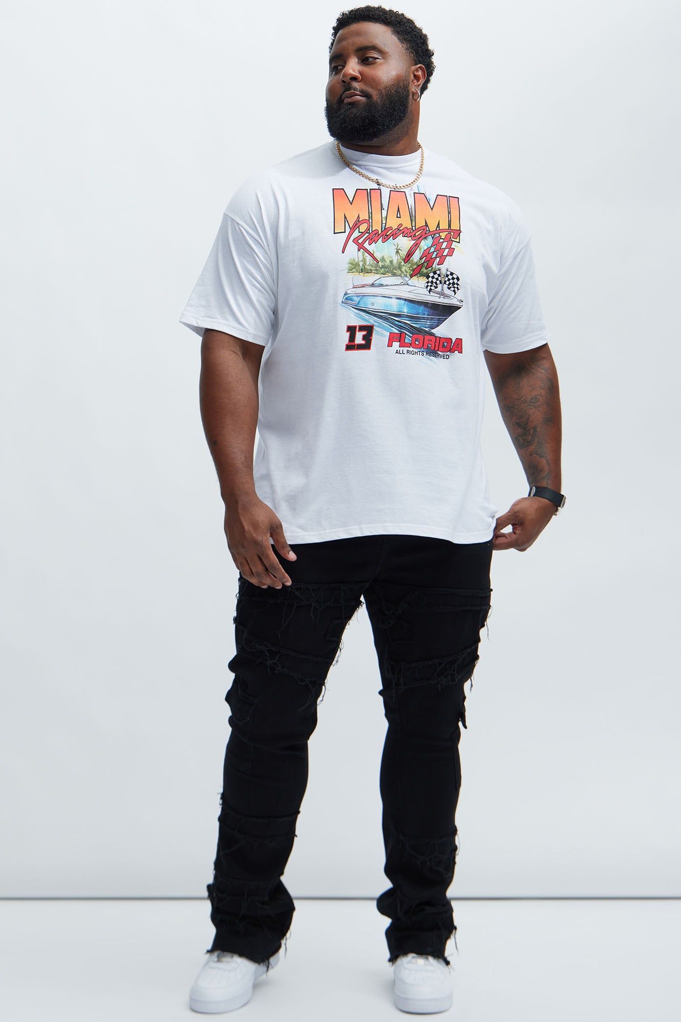 Miami Racing Short Sleeve Tee - White sold by Fashion Nova product image thumbnail 5
