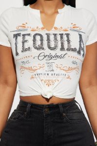 Shots Of Tequila Baby Tee - Ivory sold by Fashion Nova