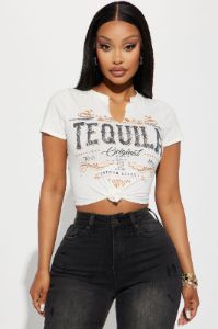 Shots Of Tequila Baby Tee - Ivory sold by Fashion Nova