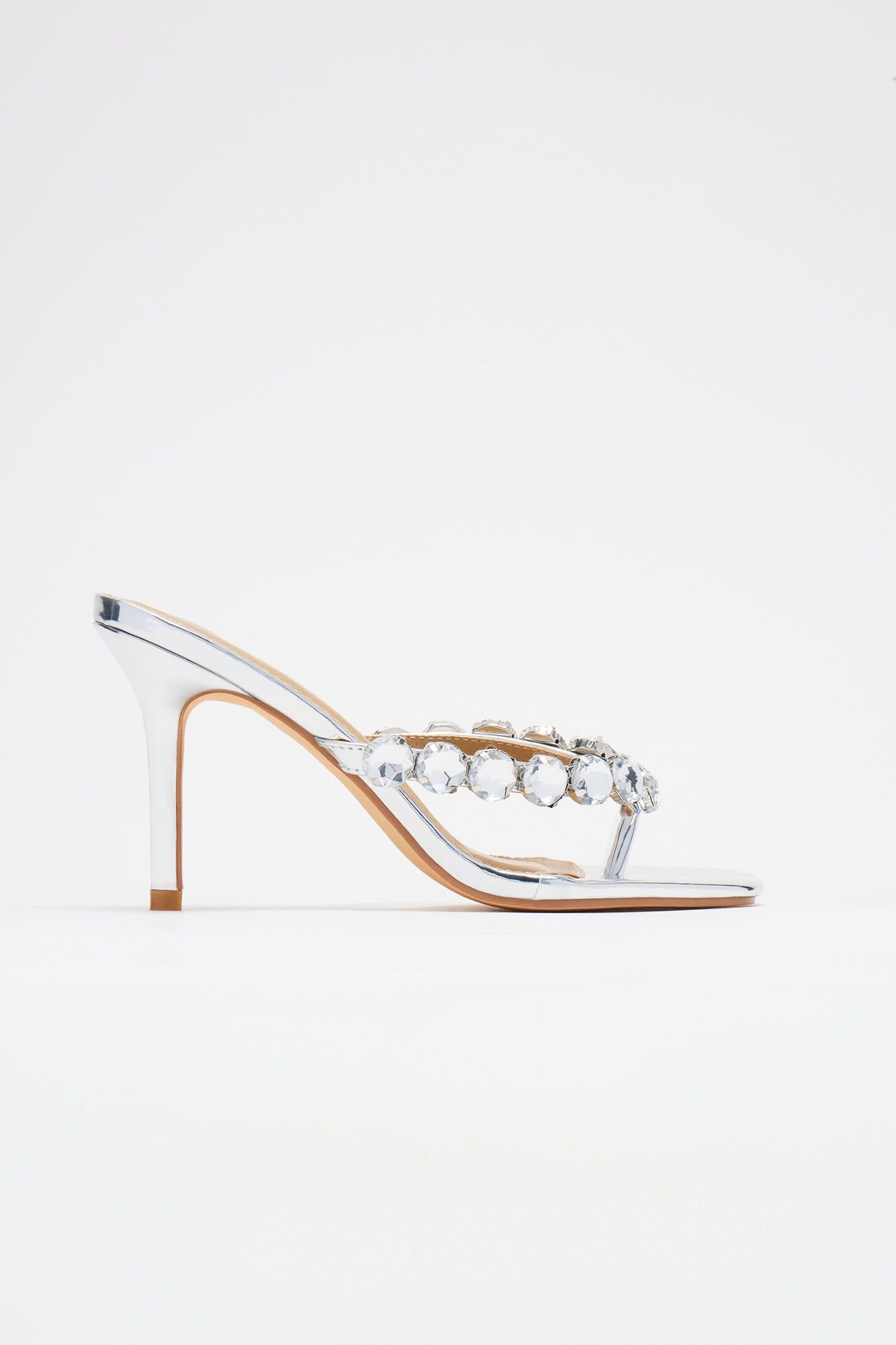 Princess Treatment Heeled Mules - Silver sold by Fashion Nova