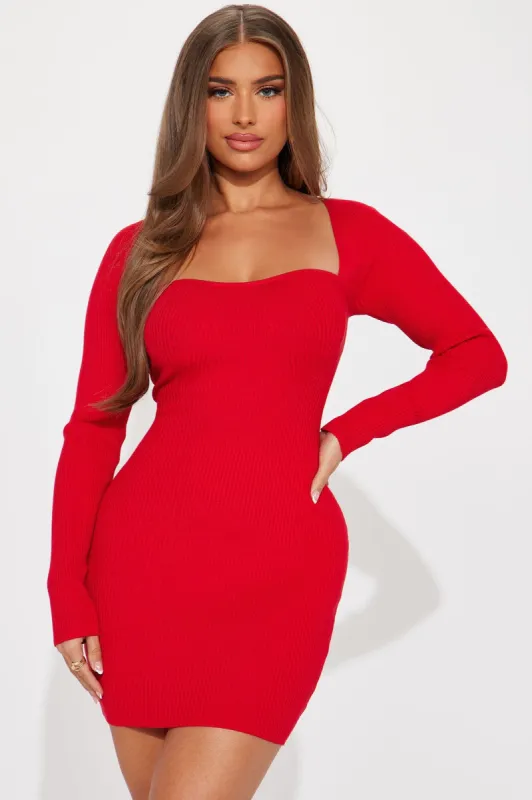 Lizzi Sweater Mini Dress - Red sold by Fashion Nova