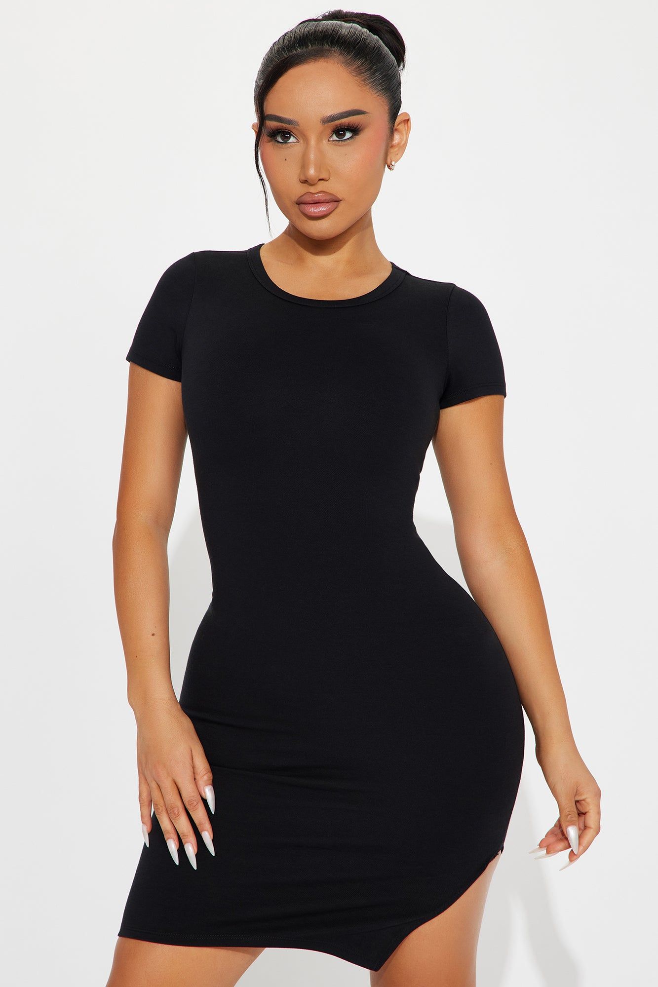 Adrianna Short Sleeve Midi Dress - Black sold by Fashion Nova