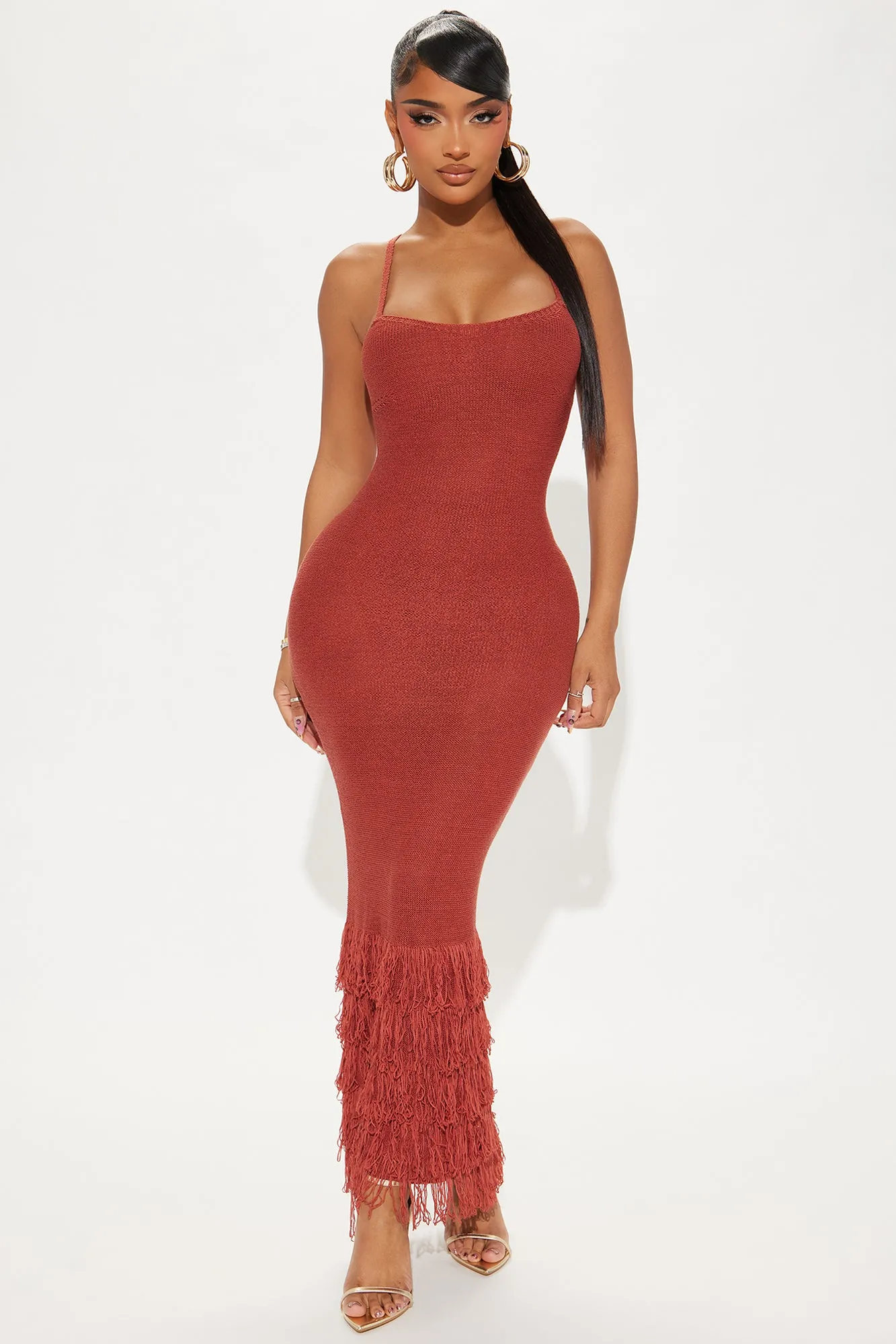 chinese dress ladies Delma Knit Maxi Dress in Almond