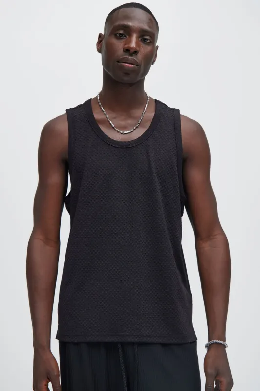 Croydon Textured Relaxed Tank - Black sold by Fashion Nova