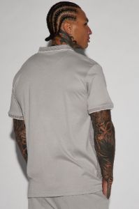 Birdie Short Sleeve Polo - Grey sold by Fashion Nova