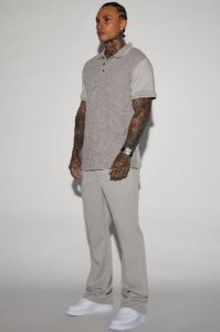 Birdie Short Sleeve Polo - Grey sold by Fashion Nova