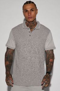Birdie Short Sleeve Polo - Grey sold by Fashion Nova