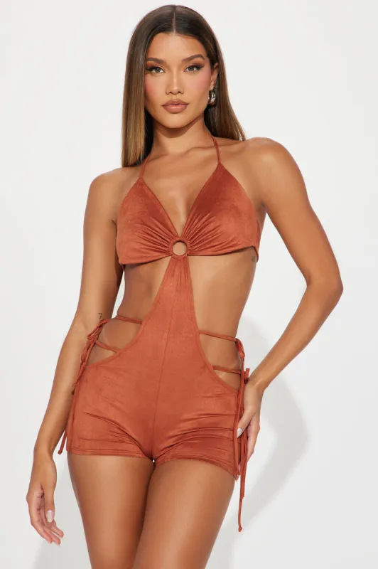 Attachment Issues Romper - Rust sold by Fashion Nova