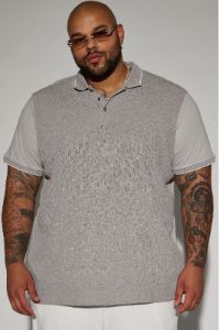 Birdie Short Sleeve Polo - Grey sold by Fashion Nova