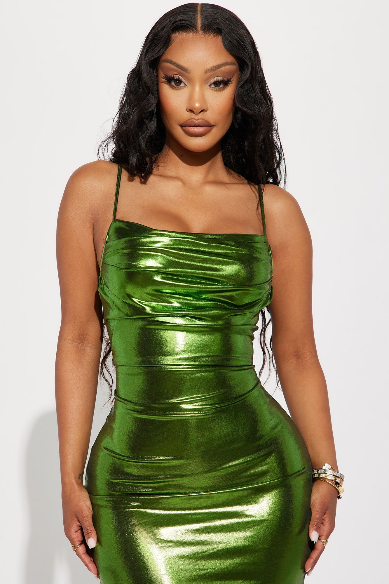 Galaxy Metallic Maxi Dress - Green sold by Fashion Nova product image thumbnail 2