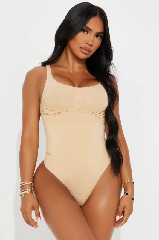 Sculpt Me Compression Shapewear Thong Bodysuit - Nude sold by Fashion Nova