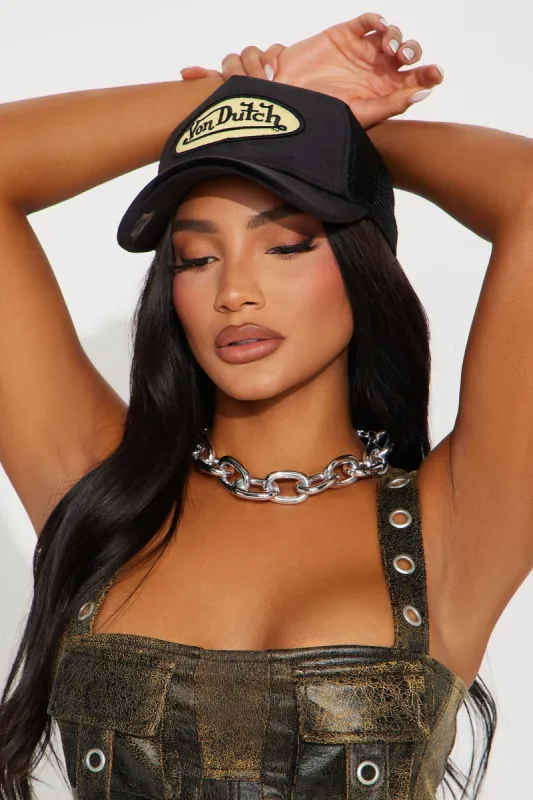 Von Dutch Black Velvet Trucker Hat - Black sold by Fashion Nova