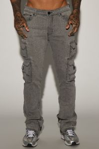 Get This Cargo Stacked Skinny Zipper Flare Jeans - Grey sold by Fashion Nova