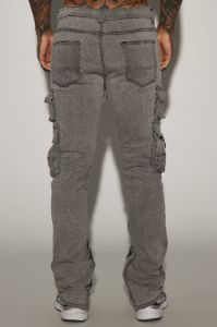Get This Cargo Stacked Skinny Zipper Flare Jeans - Grey sold by Fashion Nova