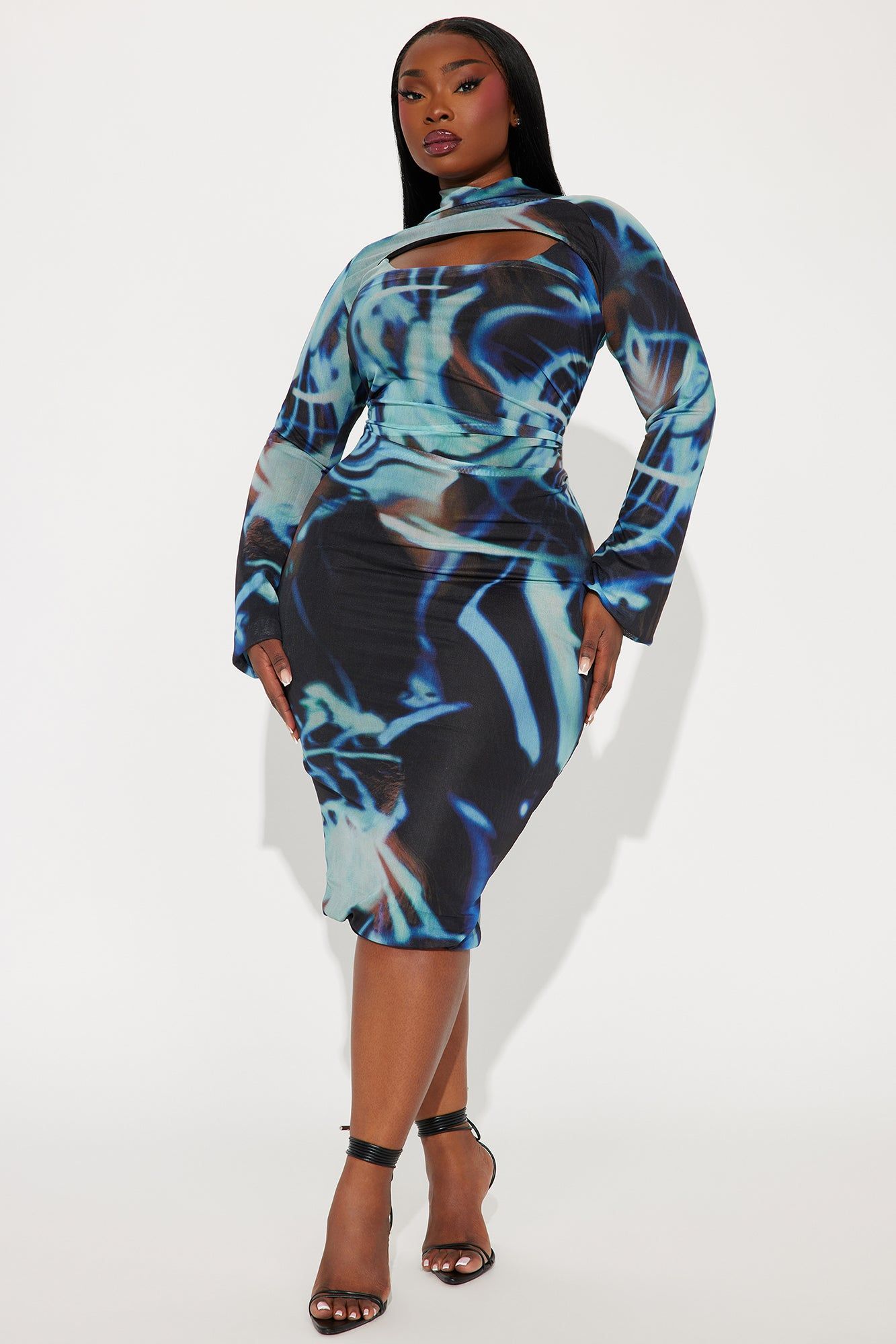 Molly Mesh Midi Dress - Blue/combo sold by Fashion Nova product image thumbnail 4
