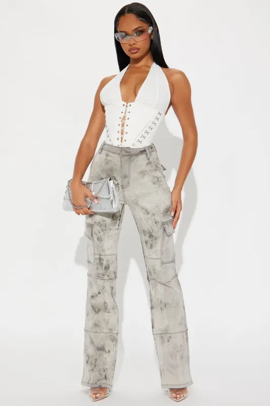 No Alternative Stretch Cargo Bootcut Jeans - Grey sold by Fashion Nova