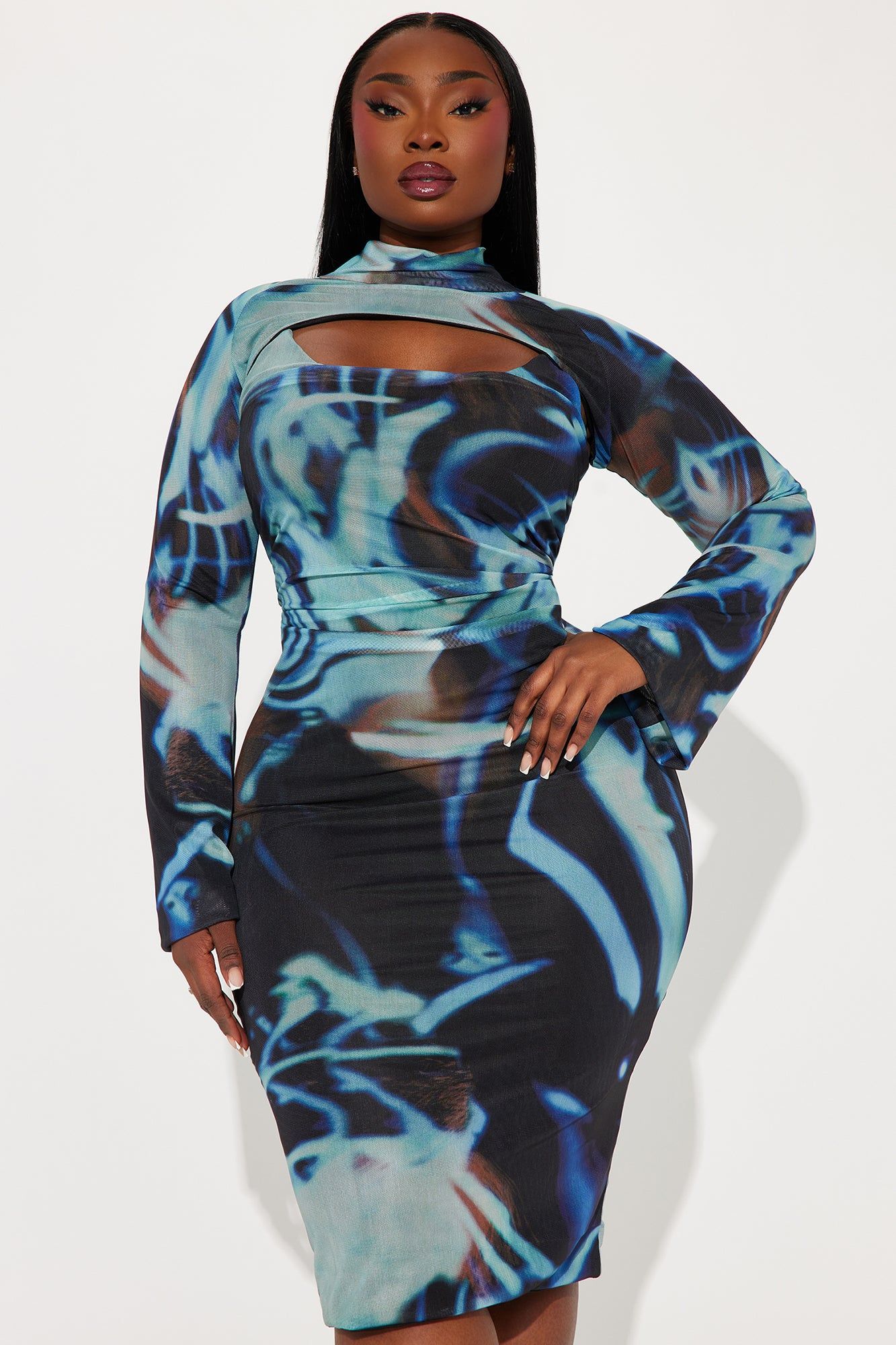 Molly Mesh Midi Dress - Blue/combo sold by Fashion Nova product image thumbnail 5