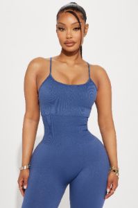 Keep Your Core Tight Active Jumpsuit - Slate Blue sold by Fashion Nova
