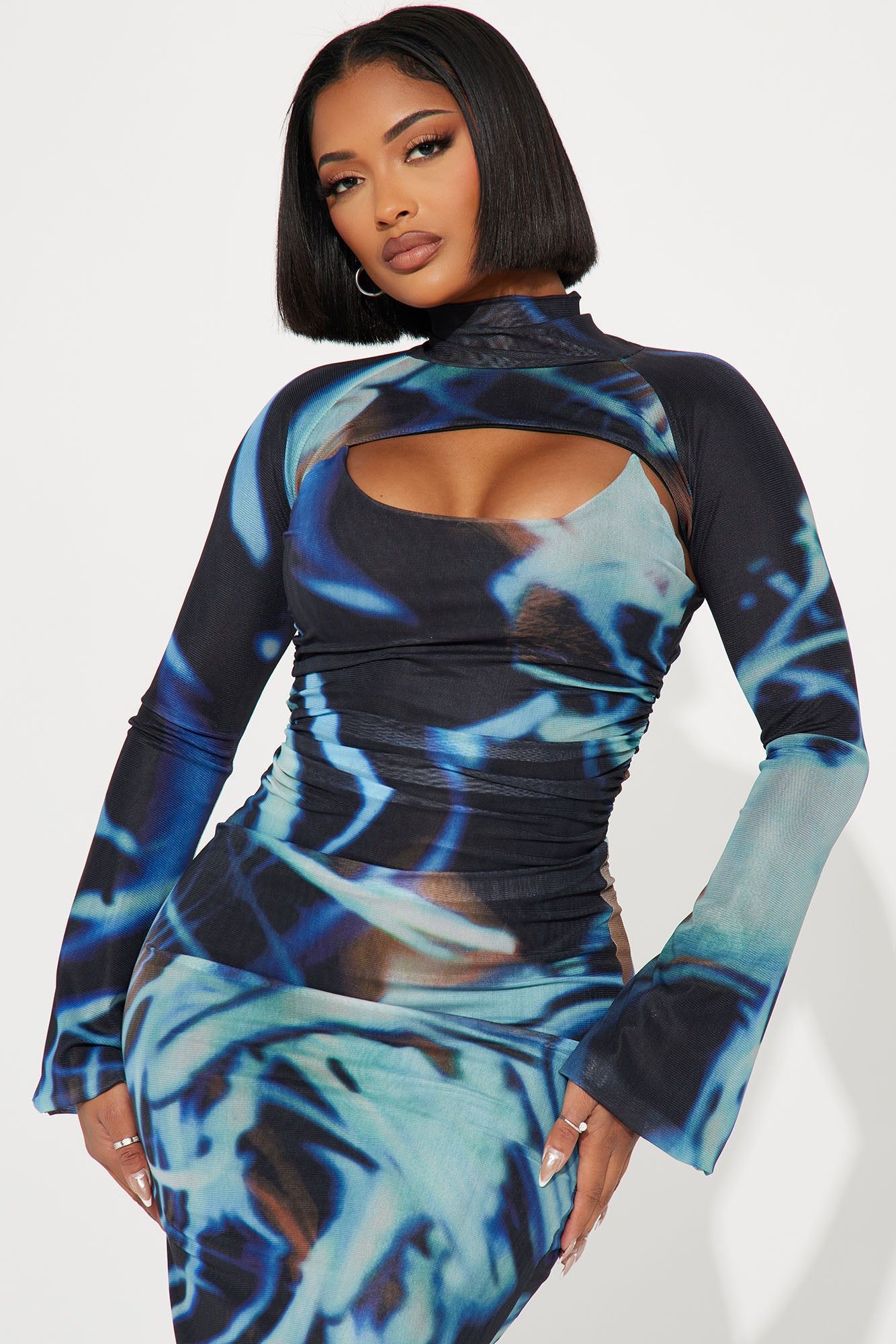 Molly Mesh Midi Dress - Blue/combo sold by Fashion Nova product image thumbnail 2