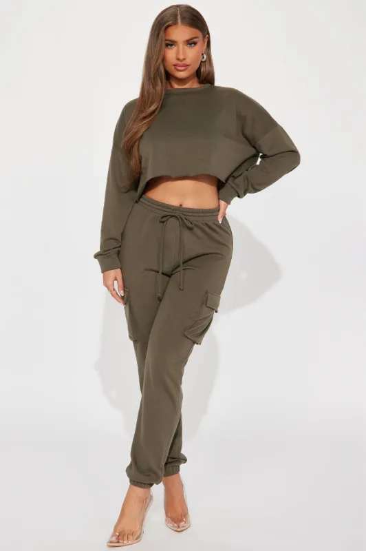 Leisure Series Cargo Jogger Set - Olive sold by Fashion Nova