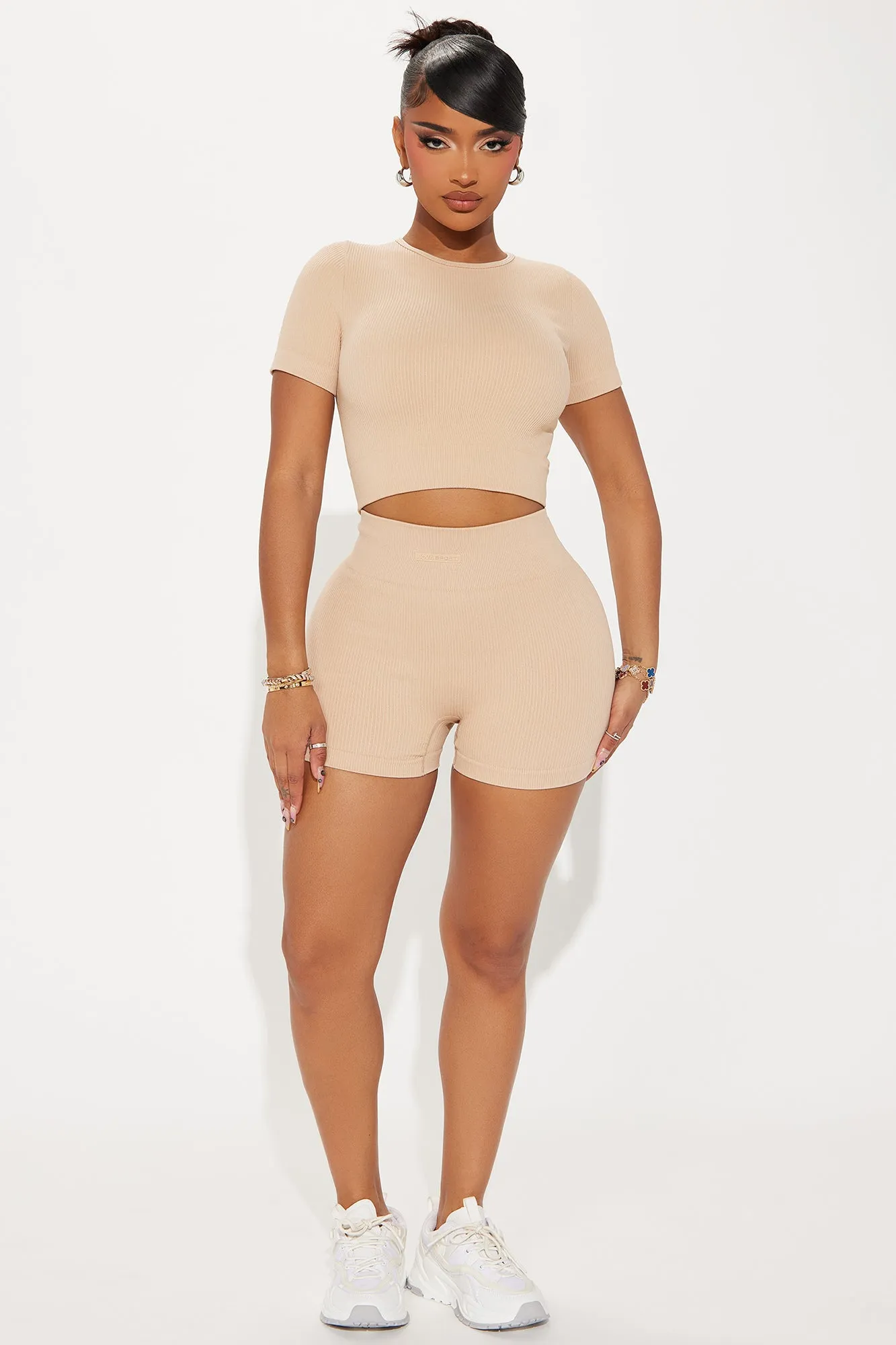 Beach Bum Effortless Seamless Active Set - Tan sold by Fashion Nova
