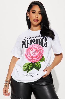 Simple Pleasures Graphic Tshirt - White sold by Fashion Nova