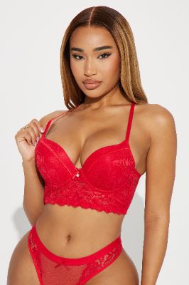 True Lovers Lace Longline Bra - Red sold by Fashion Nova