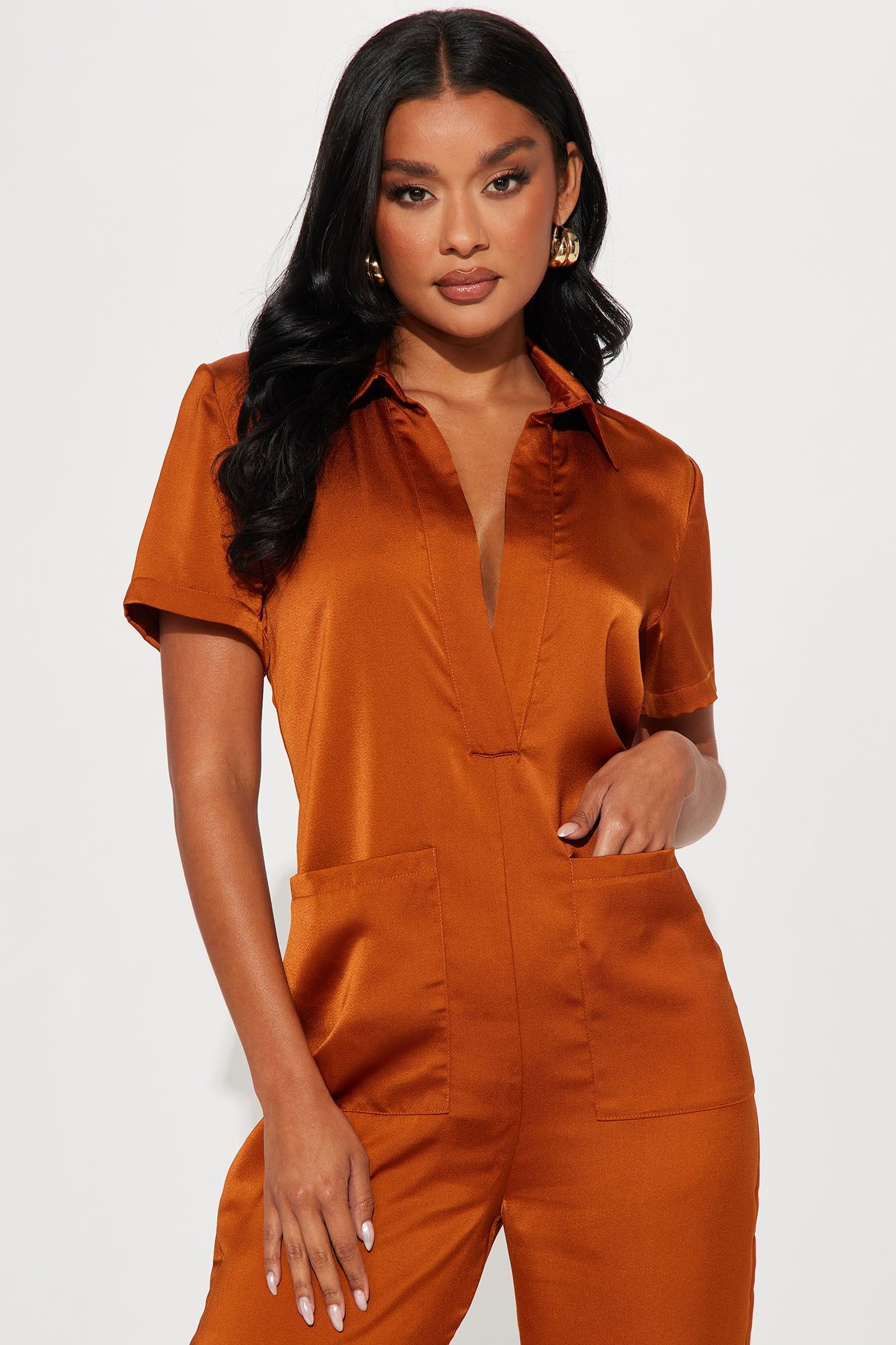 Nyra Satin Jumpsuit - Copper sold by Fashion Nova product image thumbnail 2