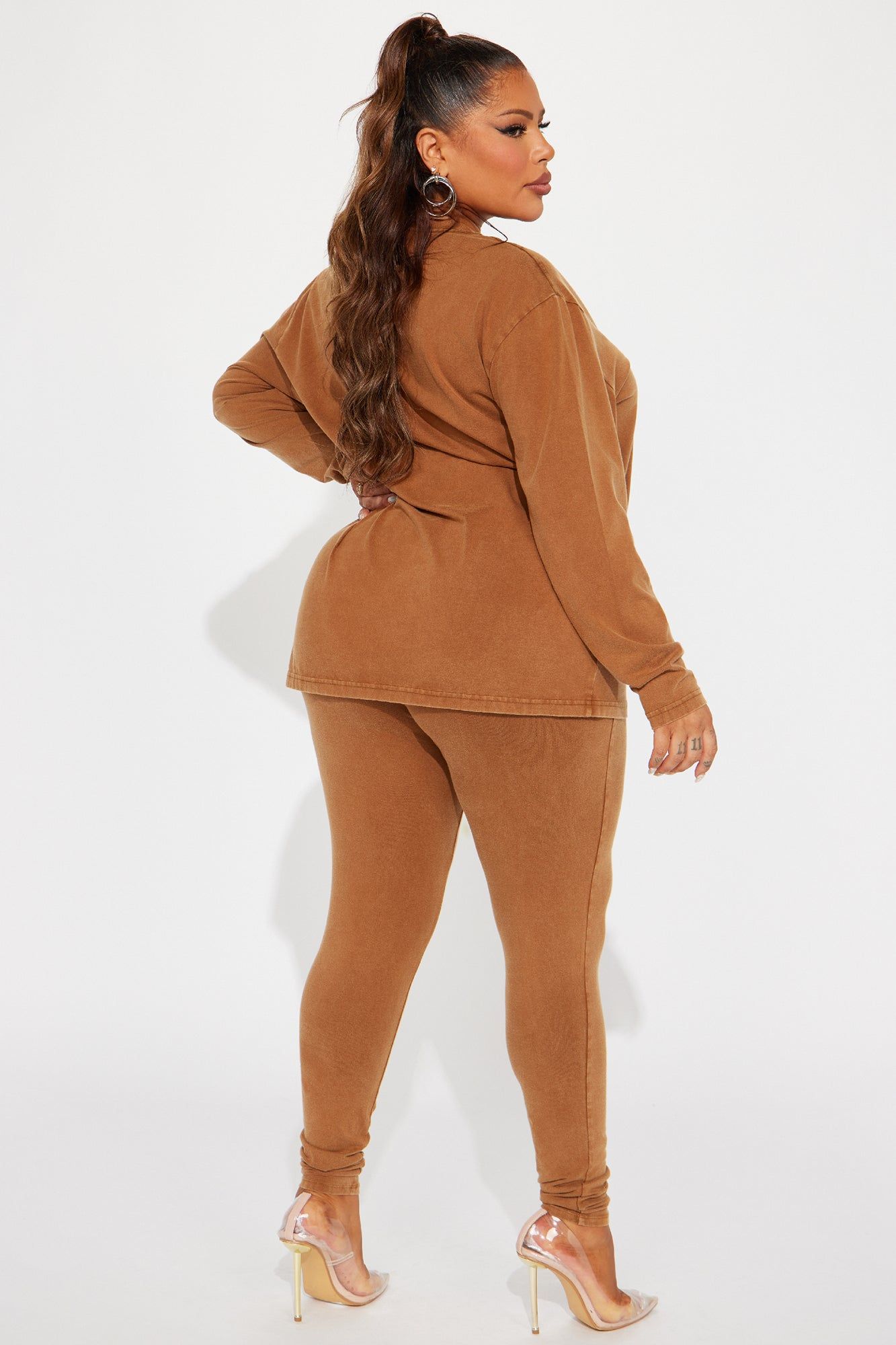 Stepping Out Mineral Wash Long Sleeve Legging Set - Mocha sold by Fashion Nova product image thumbnail 6