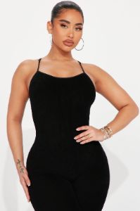Rayna Terry Cloth Seamless Jumpsuit - Black sold by Fashion Nova