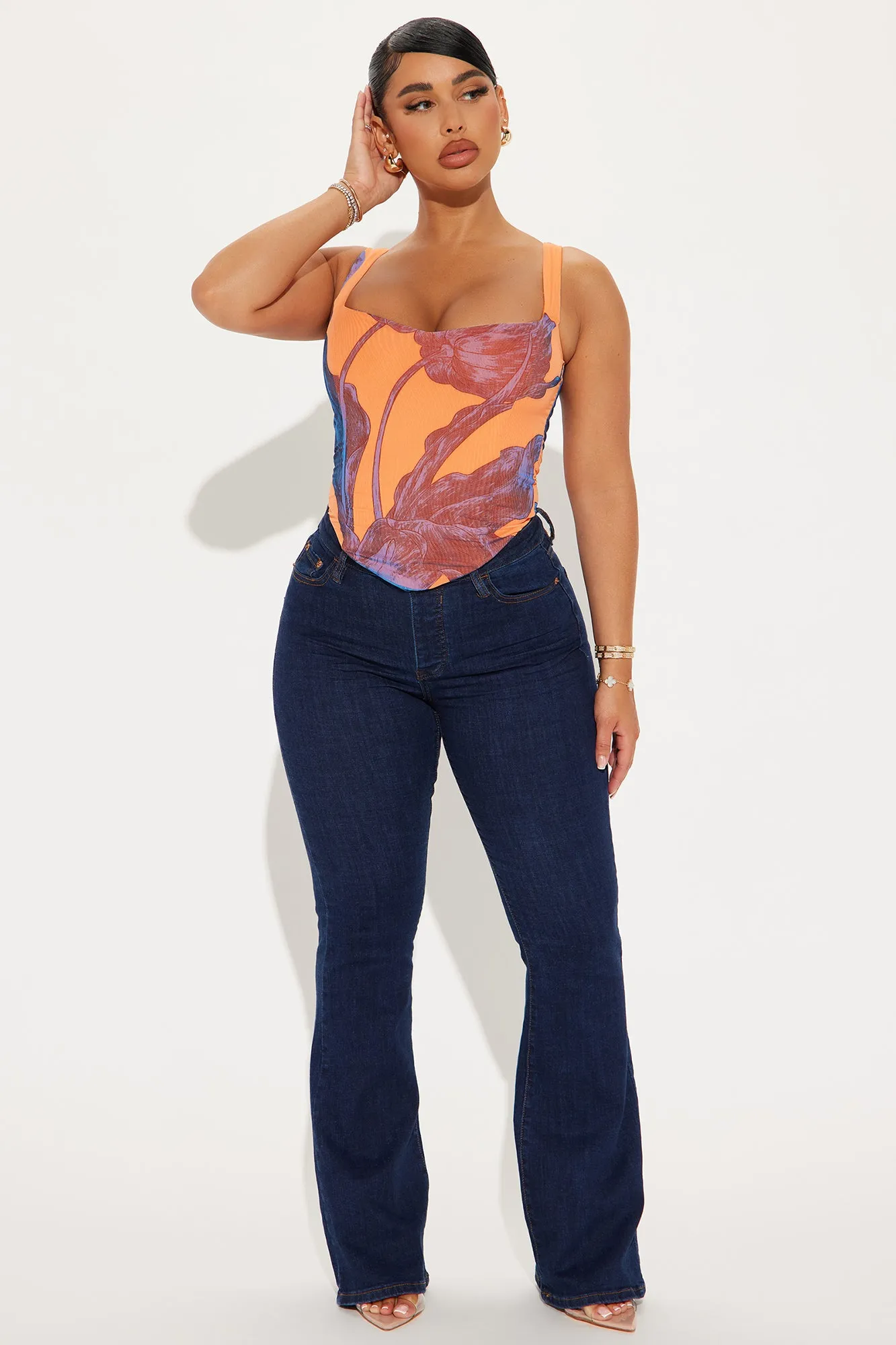 Vacations Calling Mesh Corset Top - Orange/combo sold by Fashion Nova product image thumbnail 2