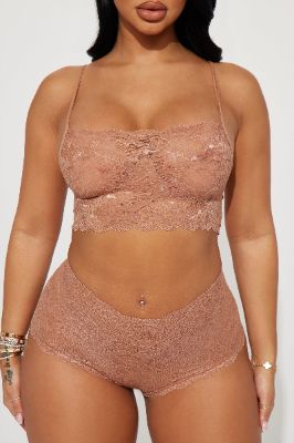 Sultry Moments Lace 2 Piece Set - Mocha sold by Fashion Nova
