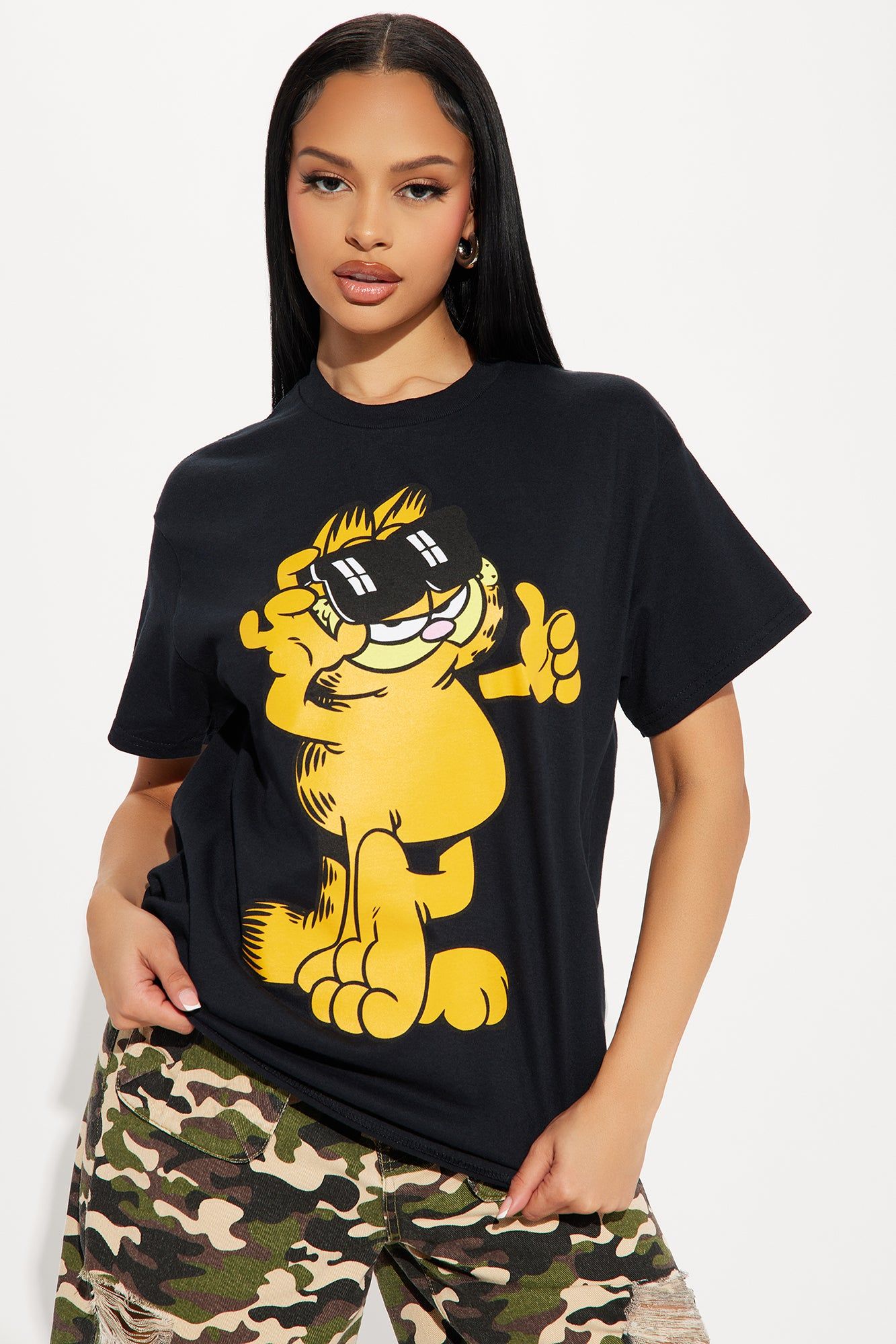 Garfield Cool Cat Tee - Black sold by Fashion Nova