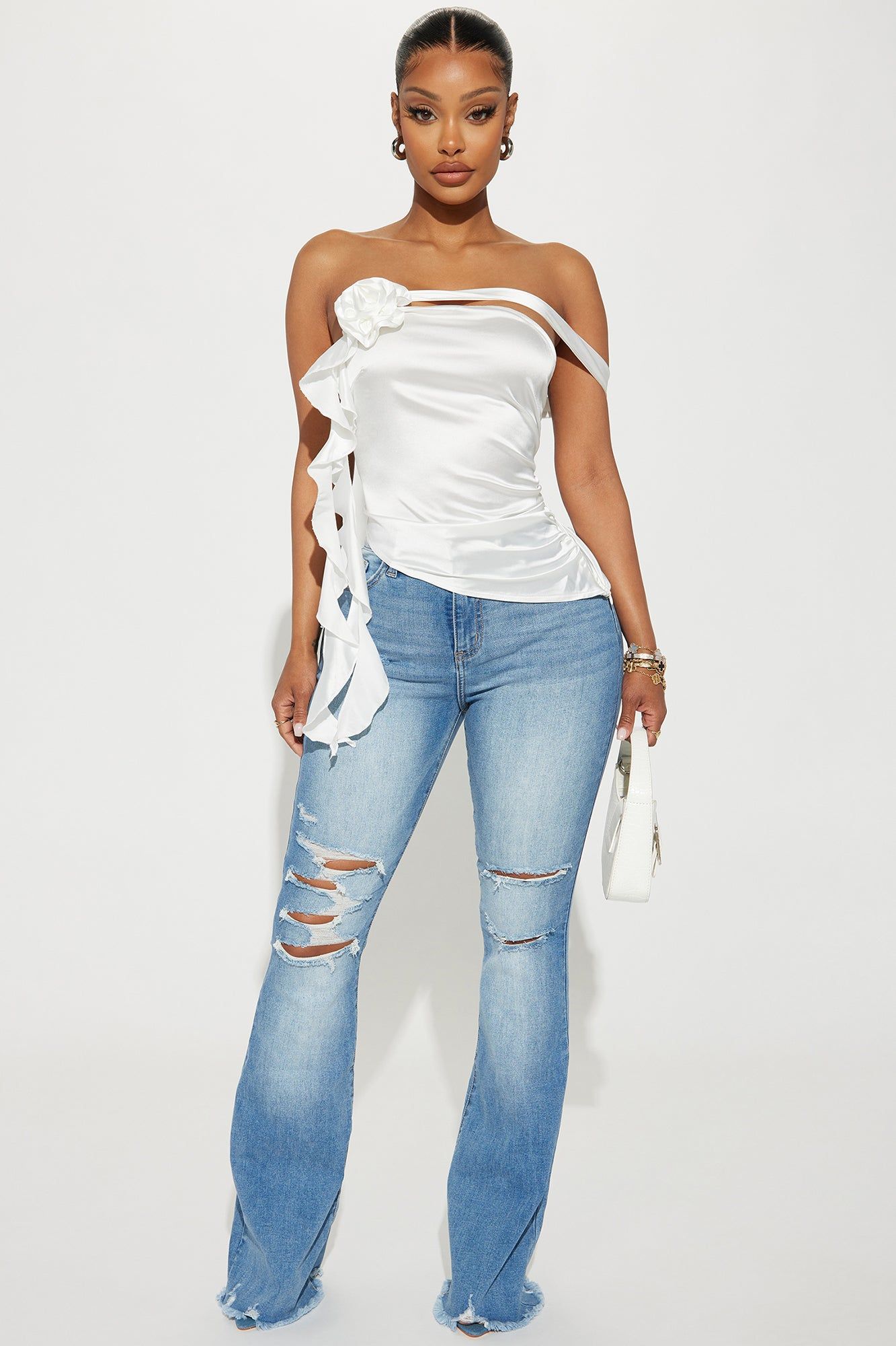 Belle Satin Blouse Top - Ivory sold by Fashion Nova product image thumbnail 2