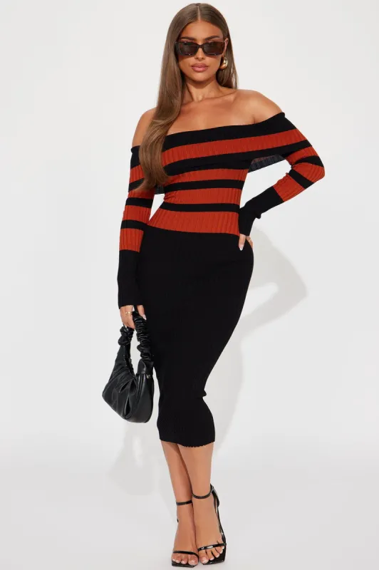 Scorpio Sweater Midi Dress - Black/combo sold by Fashion Nova