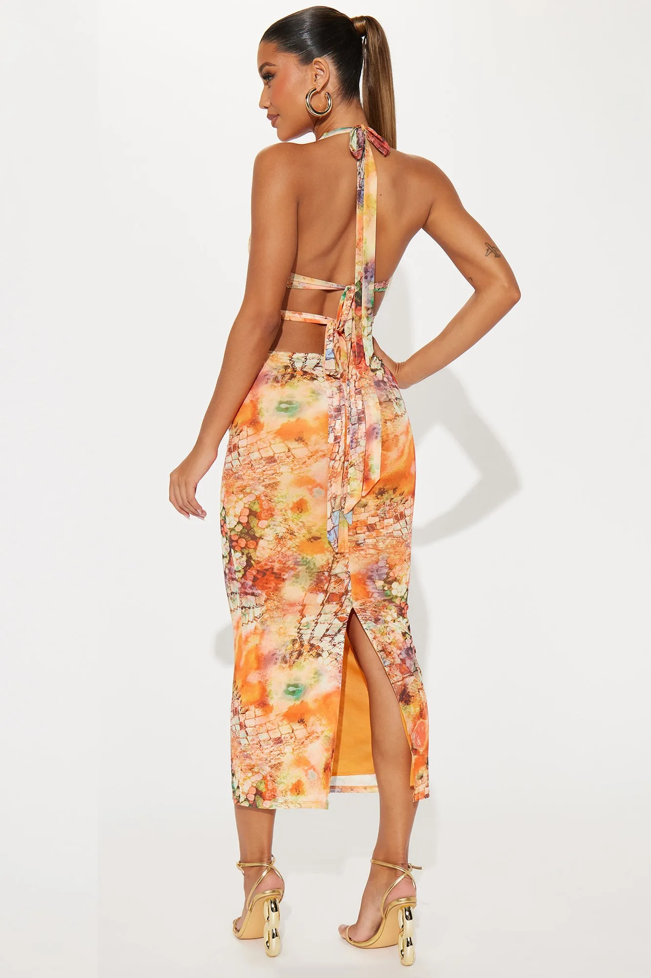 Im A Fairytale Mesh Maxi Dress - Orange/combo sold by Fashion Nova product image thumbnail 3