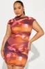 Amy Mesh Mini Dress - Rust/combo sold by Fashion Nova