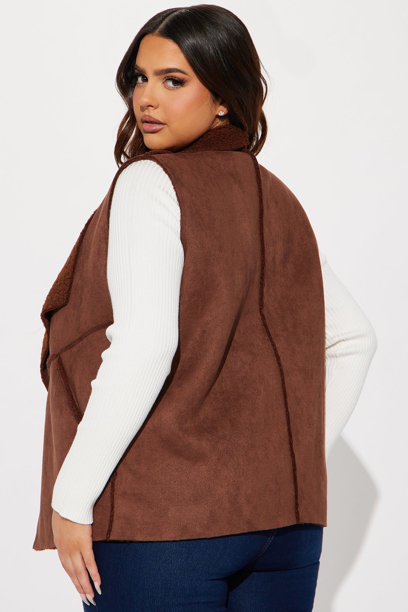 Cabin Cutie Shearling Vest - Brown sold by Fashion Nova product image thumbnail 6