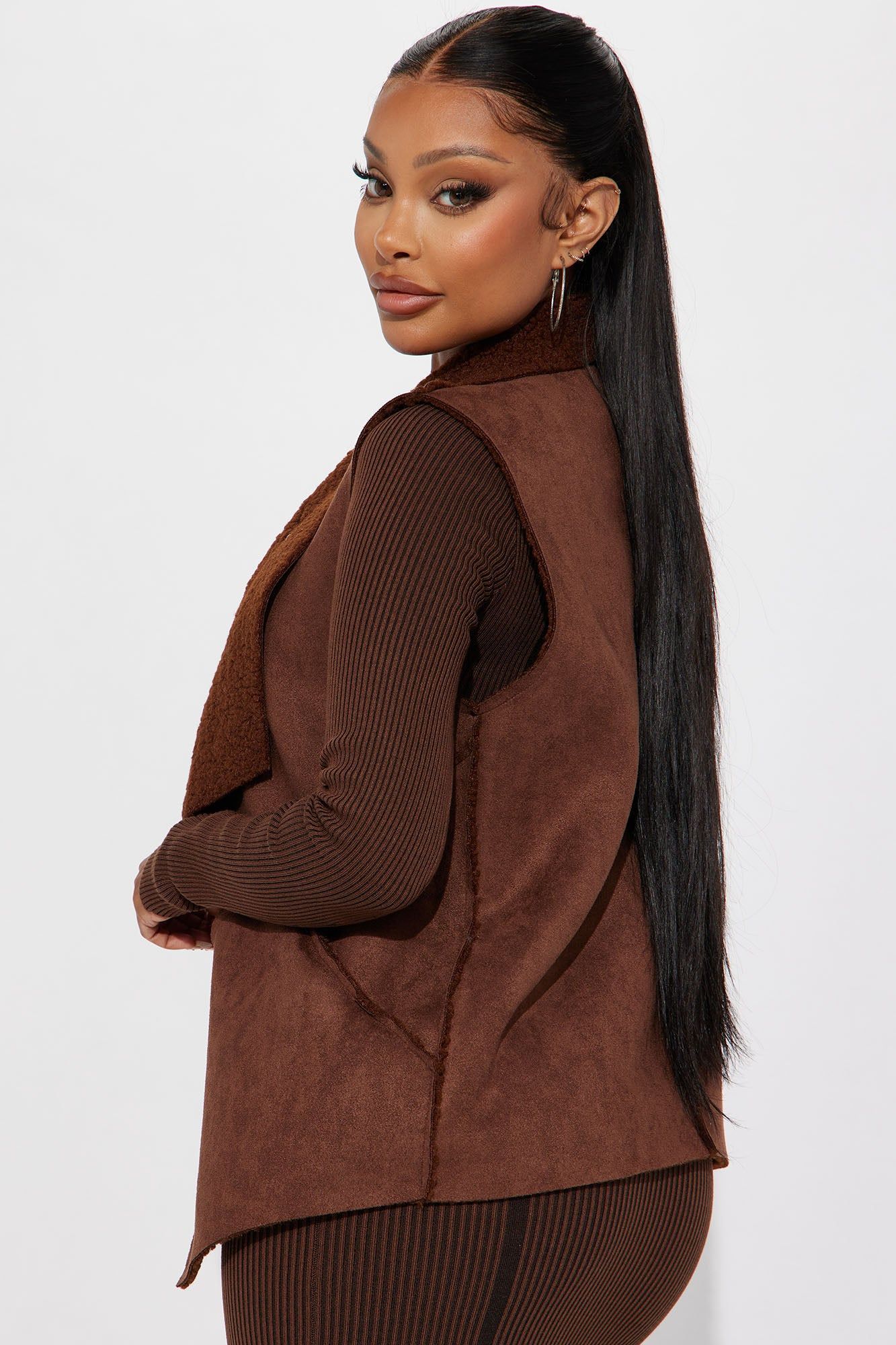 Cabin Cutie Shearling Vest - Brown sold by Fashion Nova product image thumbnail 3