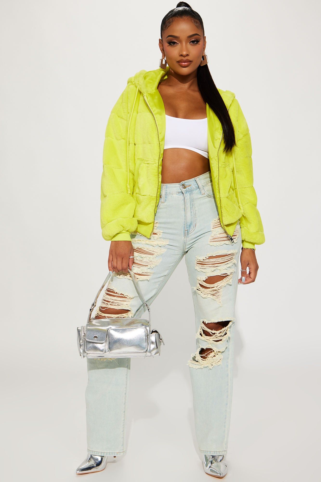 So Delighted Faux Fur Puffer Jacket - Green sold by Fashion Nova product image thumbnail 2