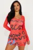 Adore Me More Mesh Mini Dress - Red sold by Fashion Nova