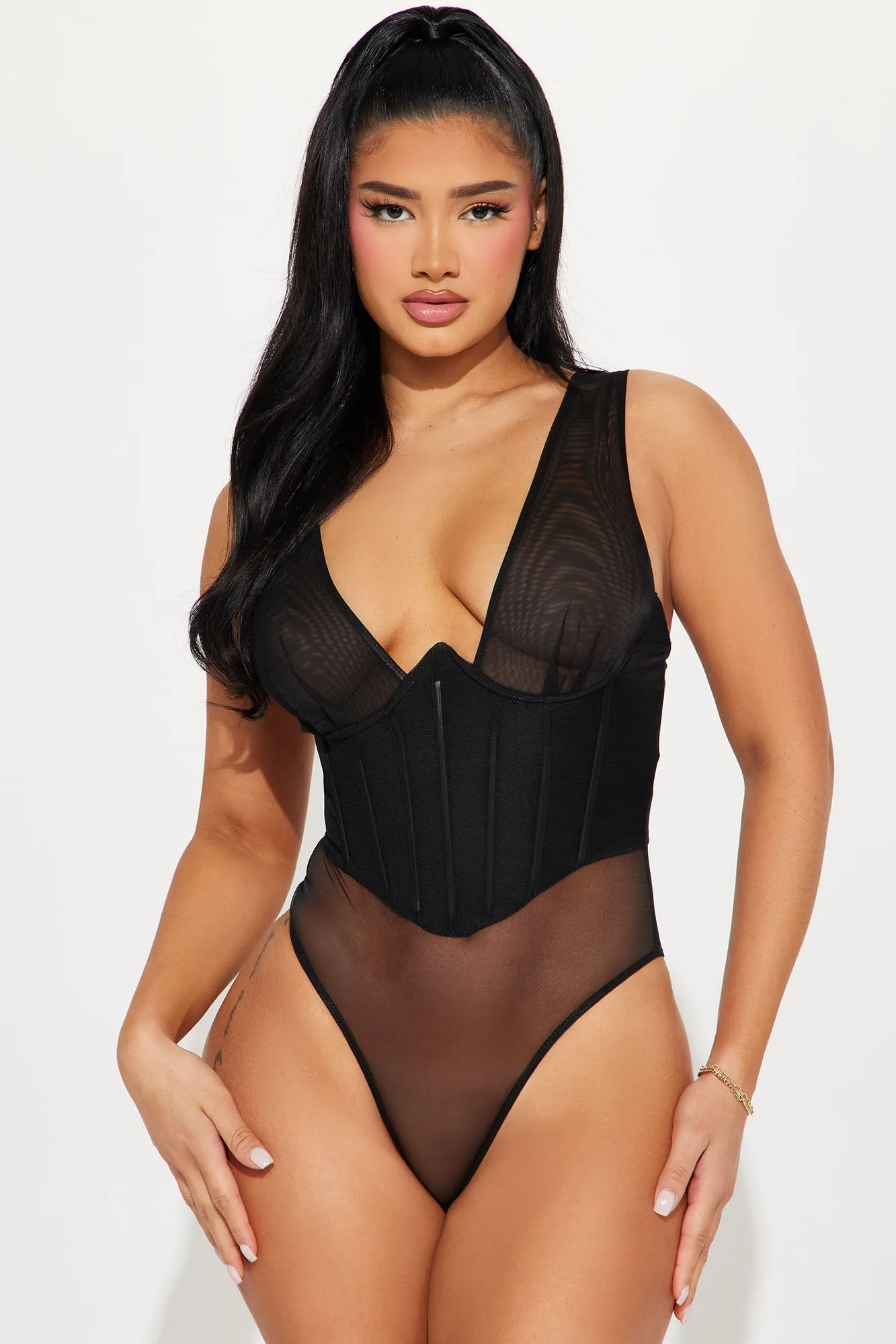 Safiya Mesh Bodysuit - Black sold by Fashion Nova