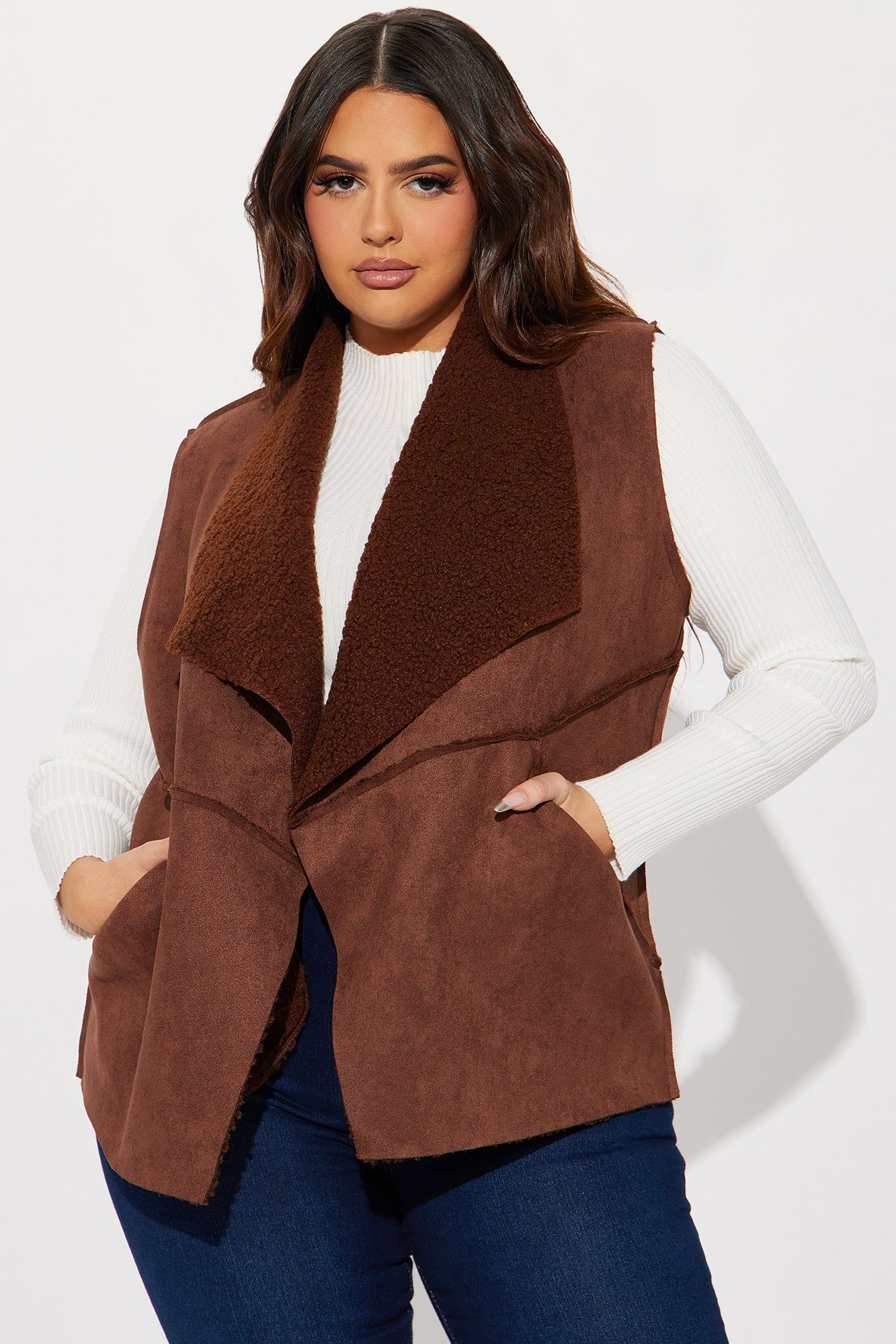 Cabin Cutie Shearling Vest - Brown sold by Fashion Nova product image thumbnail 4