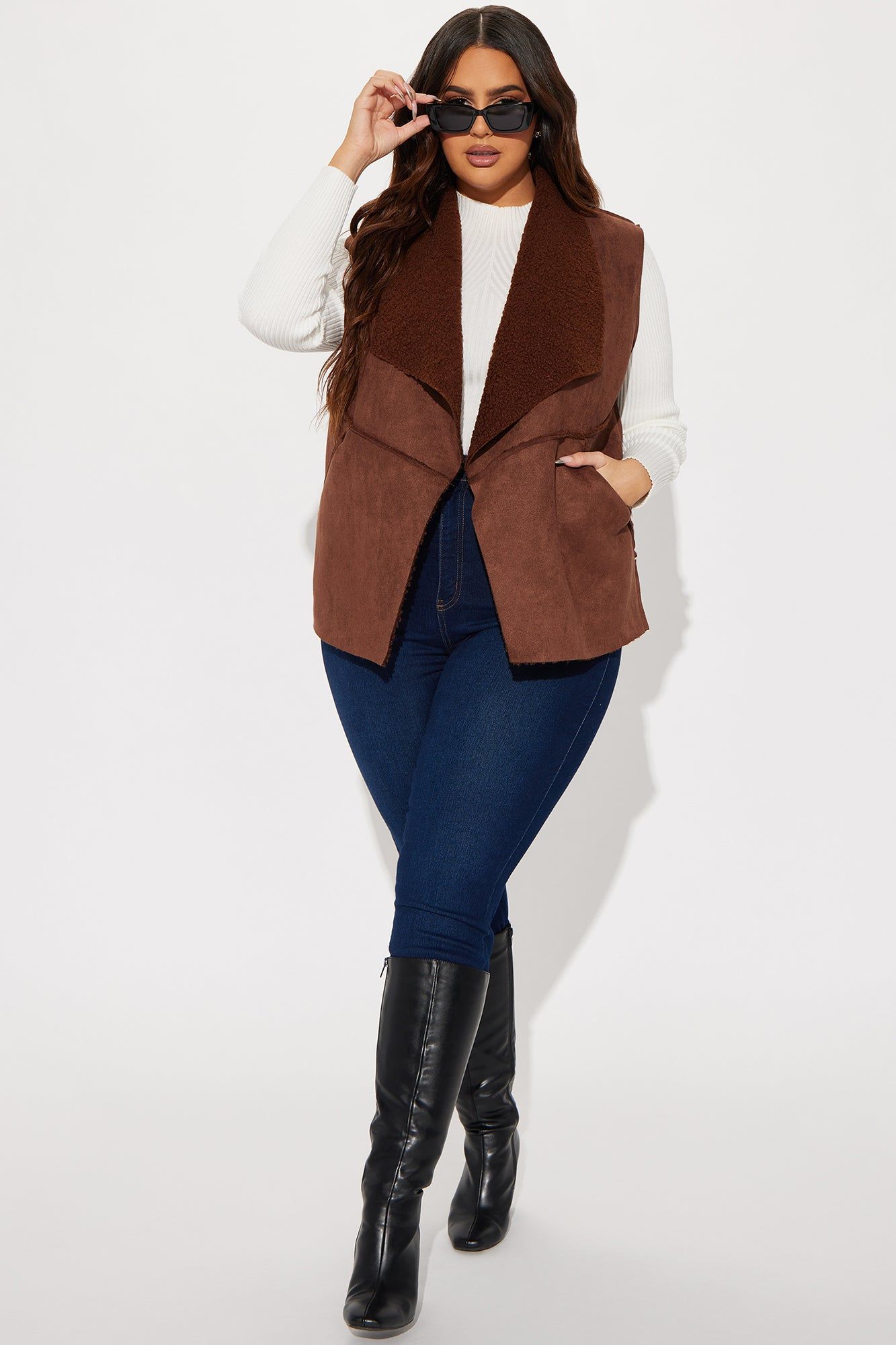 Cabin Cutie Shearling Vest - Brown sold by Fashion Nova product image thumbnail 5