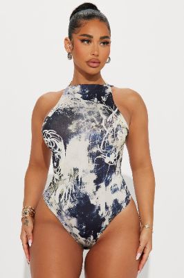 Out For The Night Bodysuit - Blue/combo sold by Fashion Nova