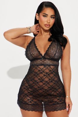 Love Your Enchantment Lace Chemise - Black sold by Fashion Nova