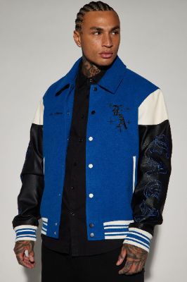 Angel Varsity Jacket - Blue sold by Fashion Nova