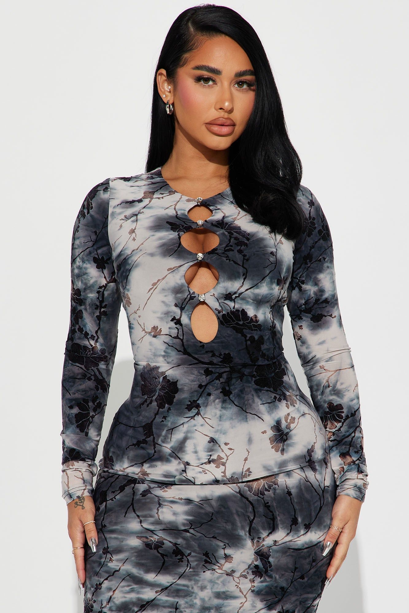 Julia Tie Dye Midi Dress - Grey/combo sold by Fashion Nova product image thumbnail 2